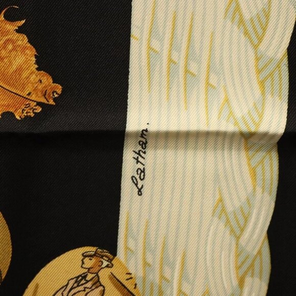 HERMES Carre 90 Scarf ""Couvee d'Hermes"" Silk Black - Picture 14 of 16